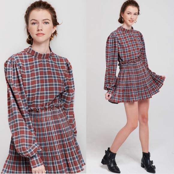 Storets Talia Tartan Plaid Co Ord Set Skirt Blouse - Picture 4 of 5